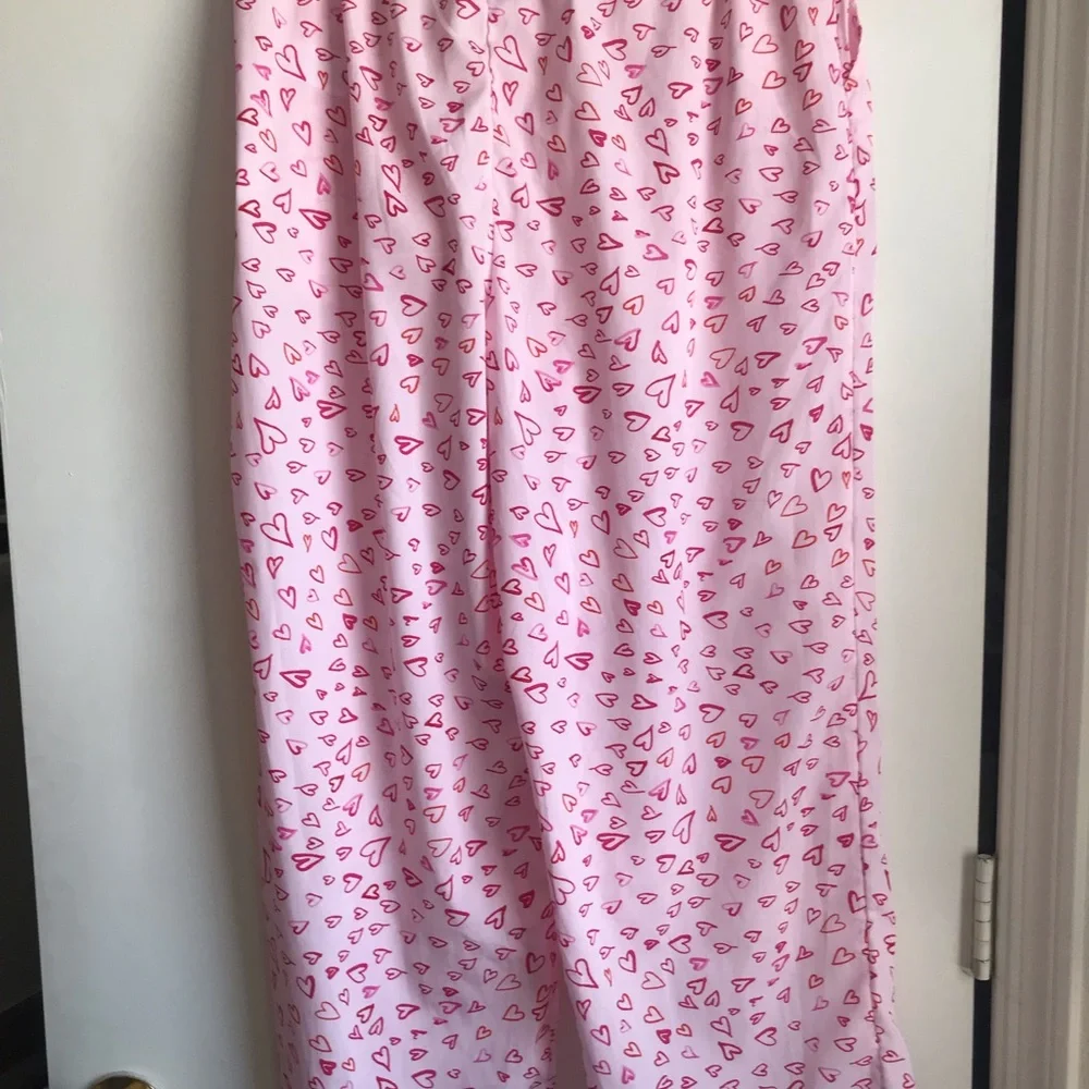 Joie Heart Love Pajama Set Long Sleeve Button Down Top & Pants w/ Pockets size L